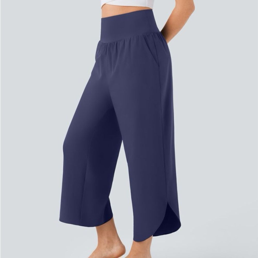 Halara | SoCinched High Waisted Tummy Control Pocket Hem Quick Dry Pants Blue